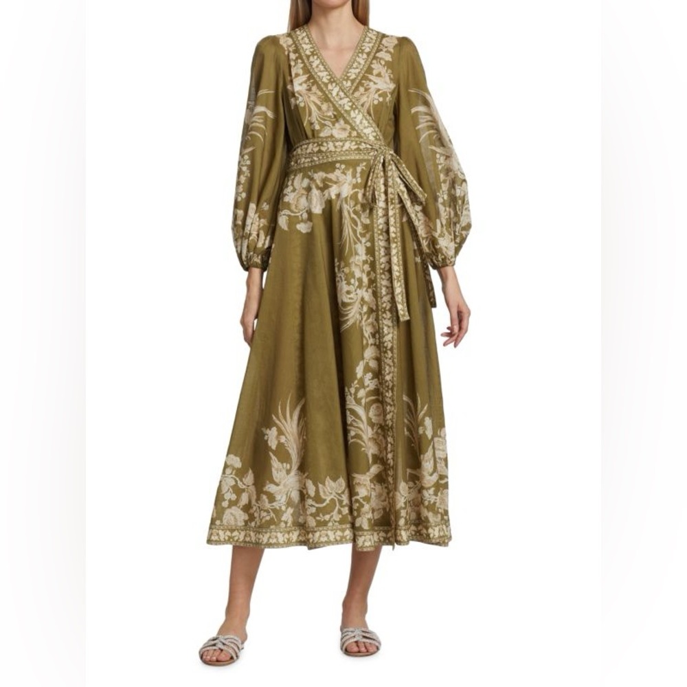 Zimmermann Anneke floral-print cotton-voile wrap midi dress size 1 US 6
